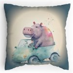 Dětský Polštářek s potiskem Hrošice na safari Vodovky Splitcolored