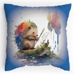 Dětský Polštářek s potiskem Ježek zdatným malířem Vodovky Splitcolored