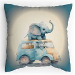 Dětský Polštářek s potiskem Slůně na safari Vodovky Splitcolored