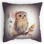 Dětský Polštářek s potiskem Sova na větvi Vodovky Splitcolored