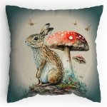 Dětský Polštářek s potiskem Zajíc na houbách Vodovky Splitcolored