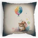 Dětský Polštářek s potiskem Zajíček s balónkem Vodovky Splitcolored
