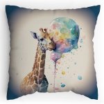 Dětský Polštářek s potiskem Žirafa a bubliny  Vodovky Splitcolored