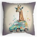 Dětský Polštářek s potiskem Žirafa na safari Vodovky Splitcolored