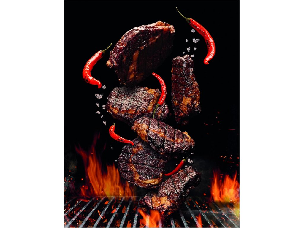 Kuchyňská utěrka s potiskem Ohnivý Steak