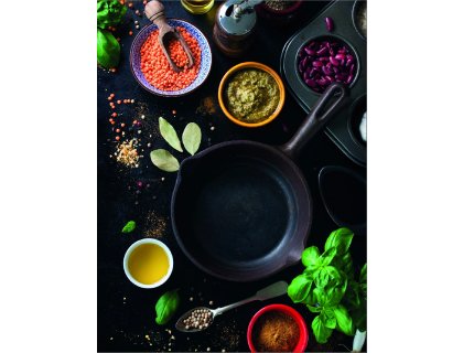 Kuchyňská utěrka s potiskem Pánev a koření