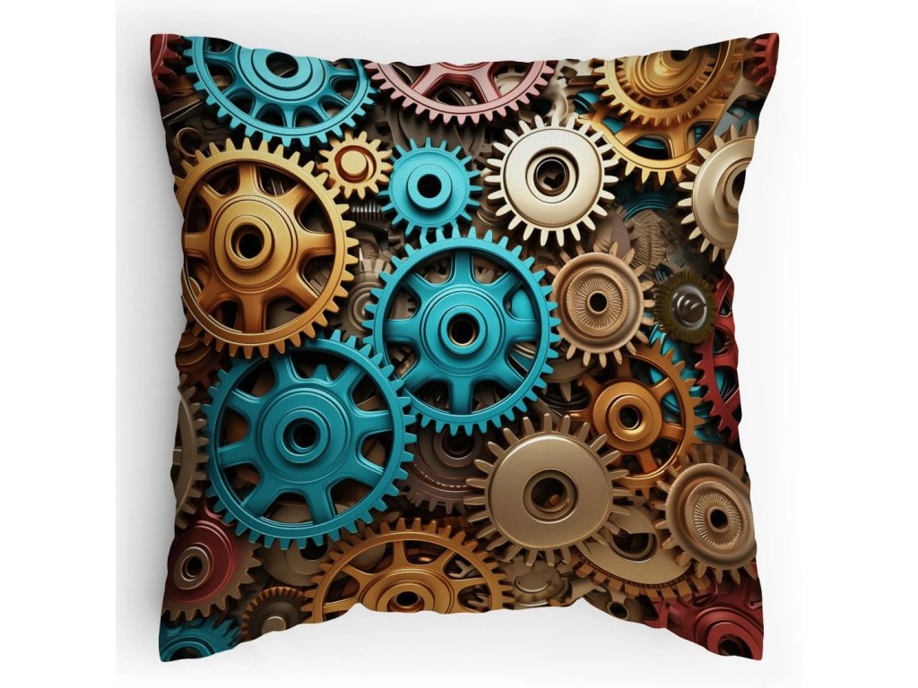 Polstářek s potiskem Barevná ozubená kola
