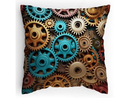 Polstářek s potiskem Barevná ozubená kola