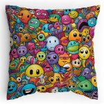 Polstářek s potiskem Hromada smajlíků 1