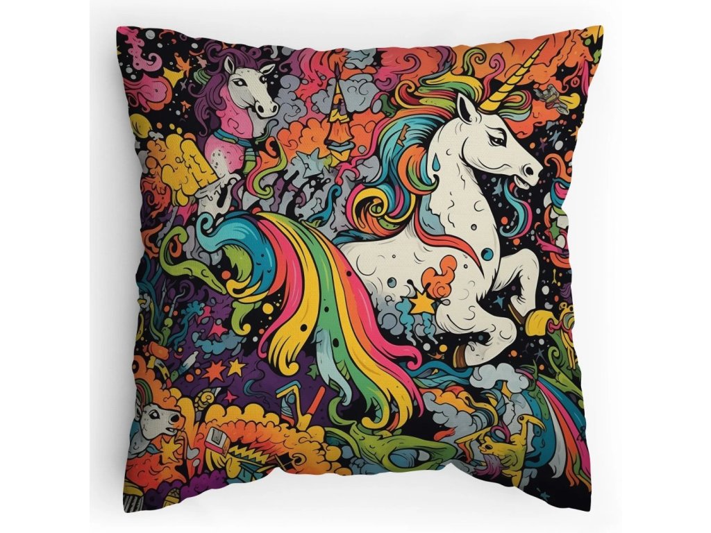 Polstářek s potiskem Jednorožec v barvách