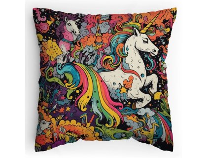 Polstářek s potiskem Jednorožec v barvách