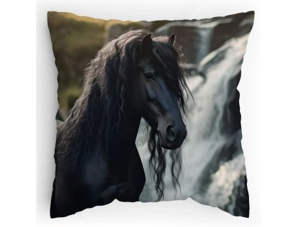 Polstářek s potiskem Kůň a vodopád