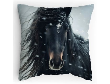 Polstářek s potiskem Kůň a vánice