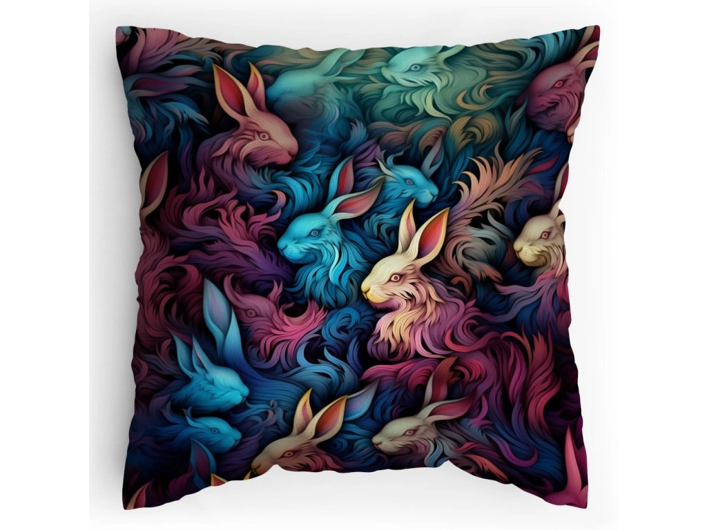 Polstářek s potiskem Mystičtí zajíci