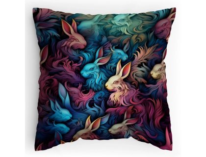 Polstářek s potiskem Mystičtí zajíci