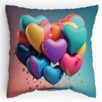 Polštářek s potiskem Barevná srdce