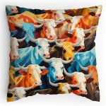 Polštářek s potiskem Barevné stádo krav