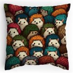 Polštářek s potiskem Barevní ježci