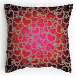 Polštářek s potiskem Béžová srdce