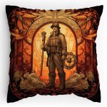 Polštářek s potiskem Hasič ala Alfons Mucha