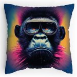 Polštářek s potiskem Hipster Gorila Hypercolored