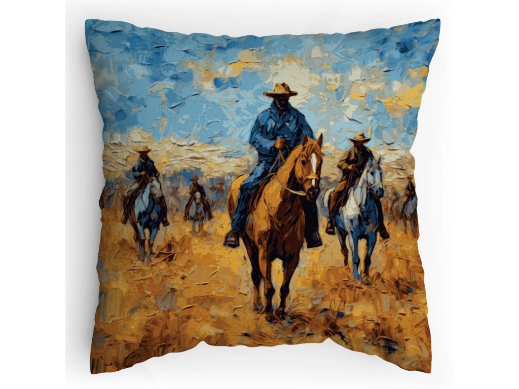 Polštářek s potiskem Jezdci ala Gogh