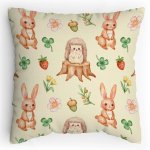 Polštářek s potiskem Ježeček a pařezy