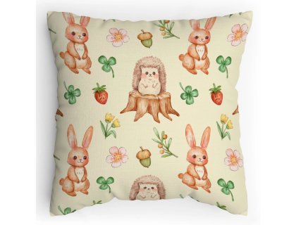 Polštářek s potiskem Ježeček a pařezy