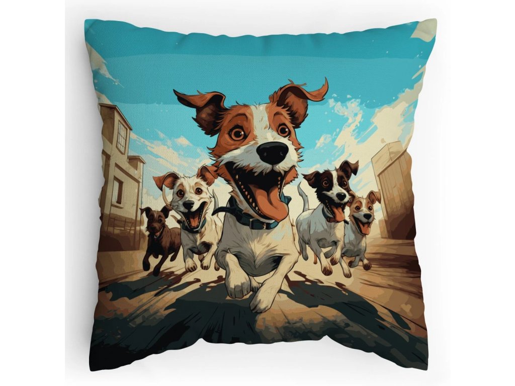 Polštářek s potiskem Kdo pusti smečku ven