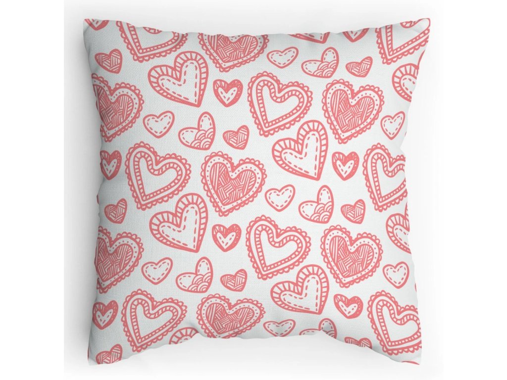 Polštářek s potiskem Krajková Srdce