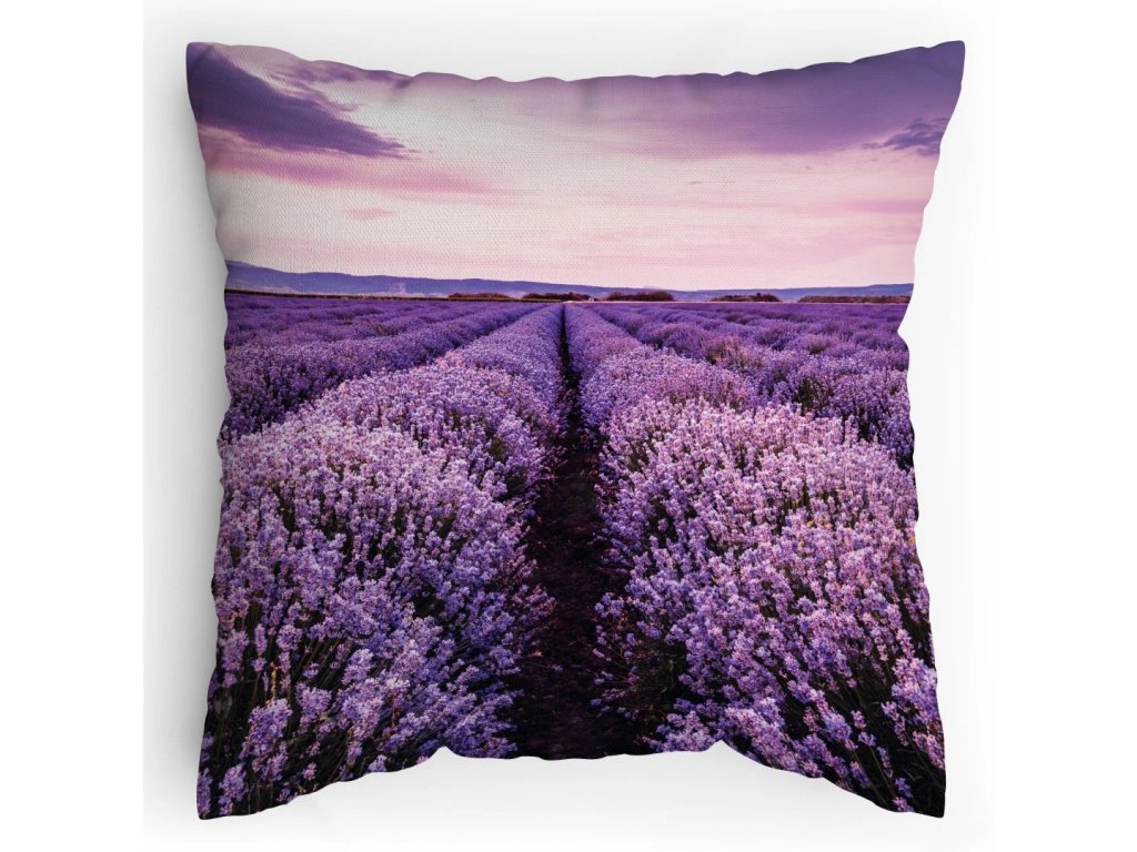 Polštářek s potiskem Levandulové pole