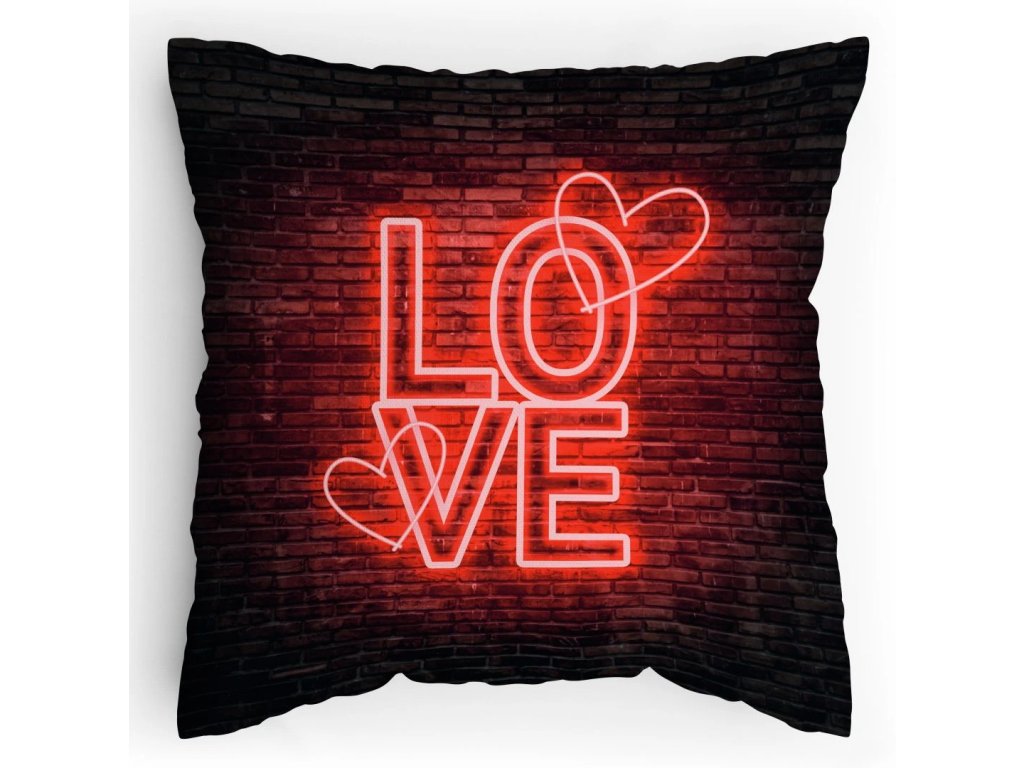 Polštářek s potiskem Love neon