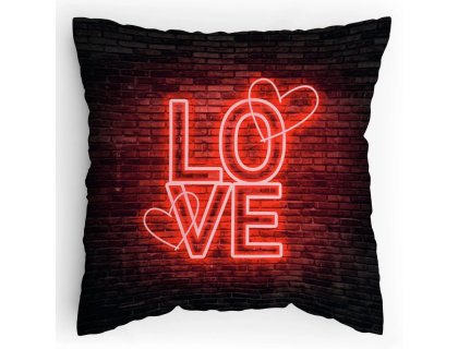 Polštářek s potiskem Love neon