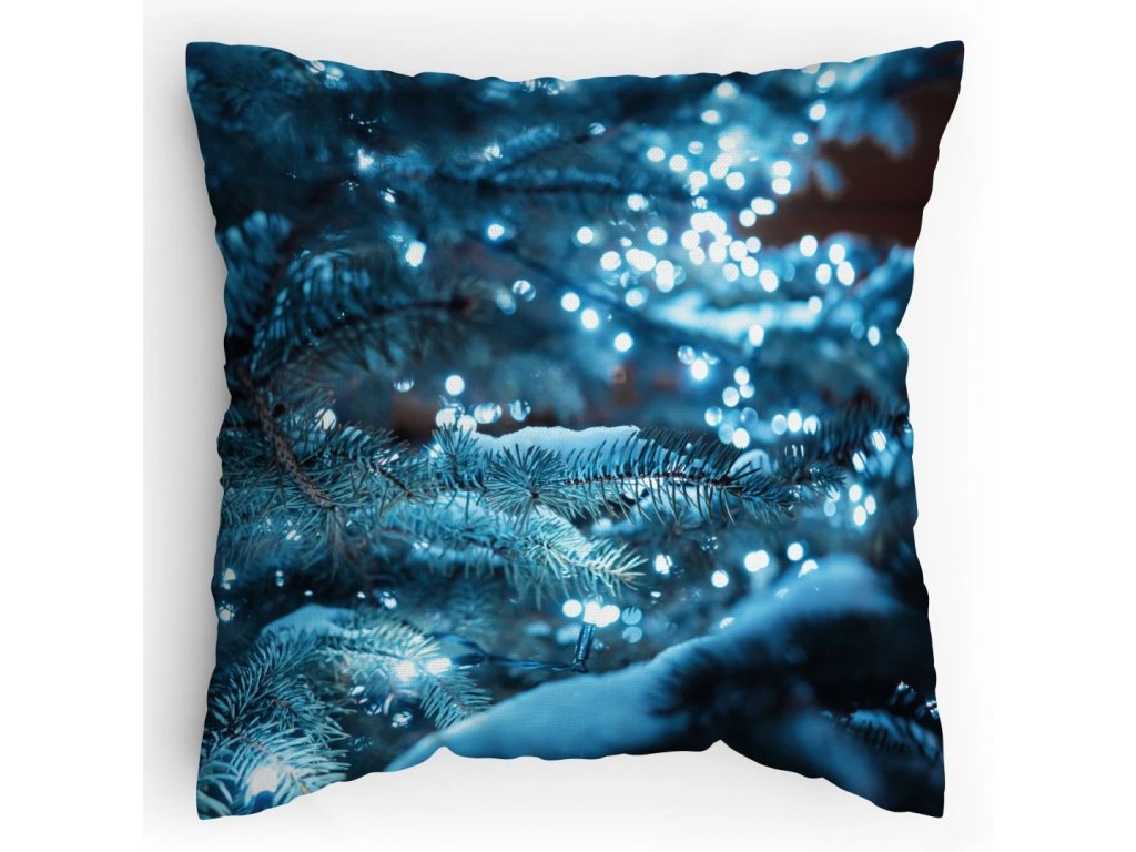 Polštářek s potiskem Modré světlo vánoční