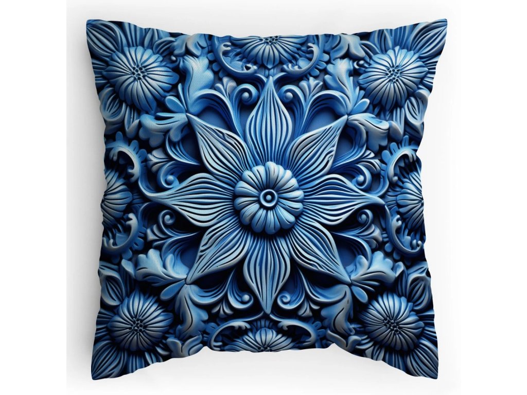 Polštářek s potiskem Modrá vintage dlaždice