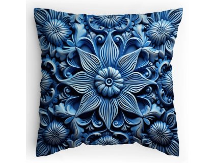 Polštářek s potiskem Modrá vintage dlaždice