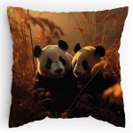 Polštářek s potiskem Pandy  - Snídaně v trávě