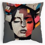 Polštářek s potiskem Portrét z útržků