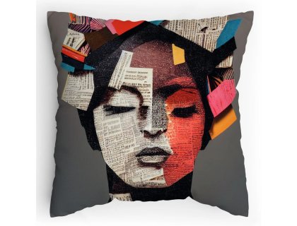Polštářek s potiskem Portrét z útržků