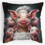 Polštářek s potiskem Prasátko kuchař