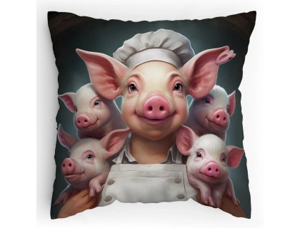 Polštářek s potiskem Prasátko kuchař