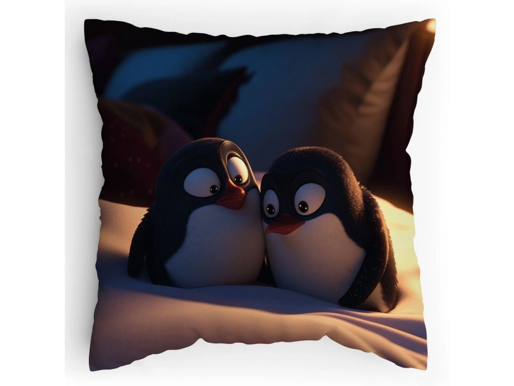 Polštářek s potiskem Roztomilý tučňáci