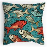 Polštářek s potiskem Rybí tapeta