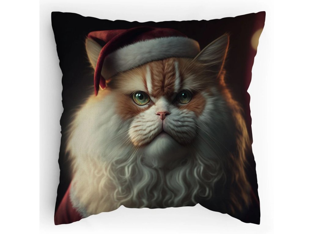 Polštářek s potiskem Santa Mňaus