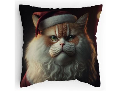 Polštářek s potiskem Santa Mňaus