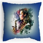 Polštářek s potiskem Saxofonistka