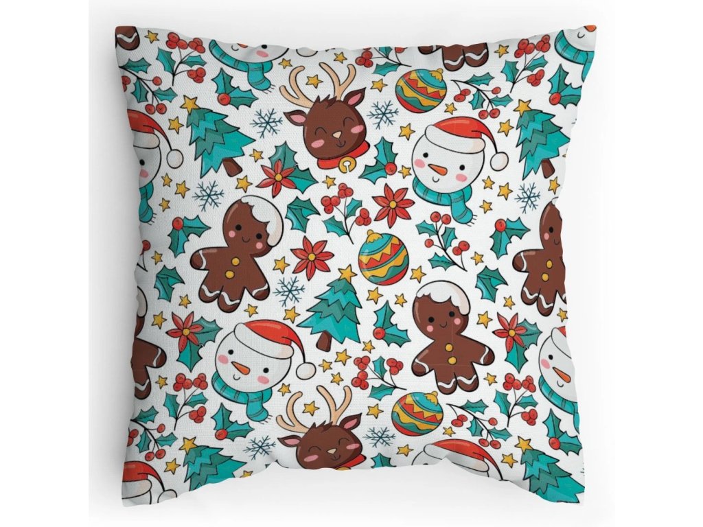 Polštářek s potiskem Snehuláci a Perníčci