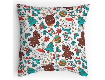 Polštářek s potiskem Snehuláci a Perníčci