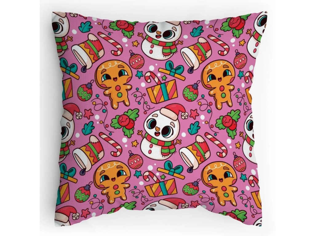 Polštářek s potiskem Snehuláci a Perníčci 2