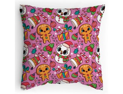 Polštářek s potiskem Snehuláci a Perníčci 2